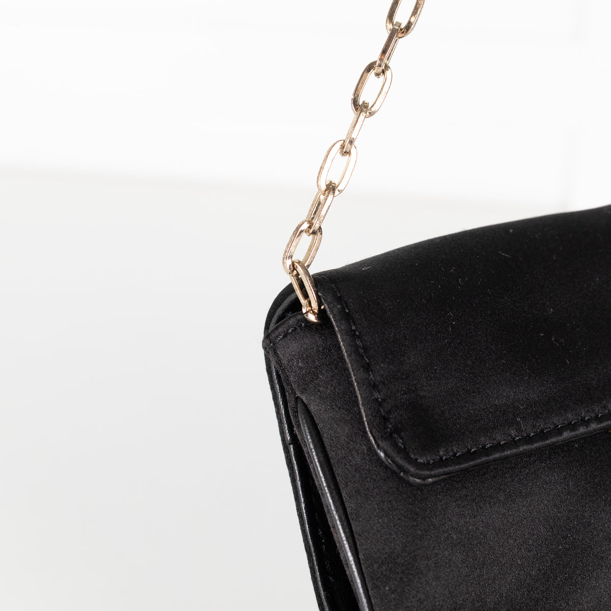 Anya Hindmarch Black Satin Embellished Clasp Pouch