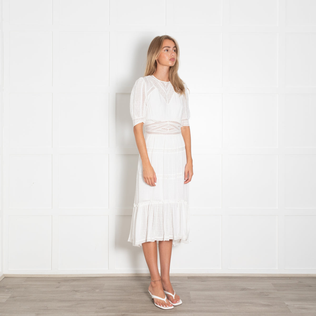 The Kooples White On White Lace Detail Dress