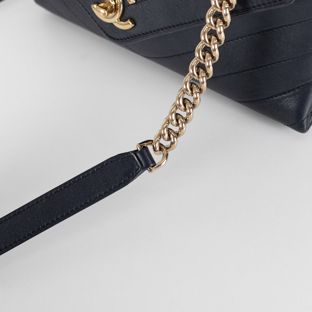 Chanel Navy Chevron Flap Crossbody Bag