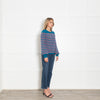 Wyse Blue Pink Striped Cashmere Jumper