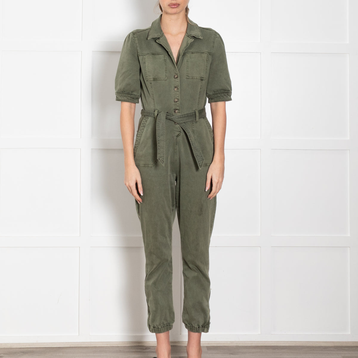 Paige Khaki Short Sleeve Jumpsuit