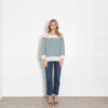 Wyse Cream Teal Striped Cashmere Jumper