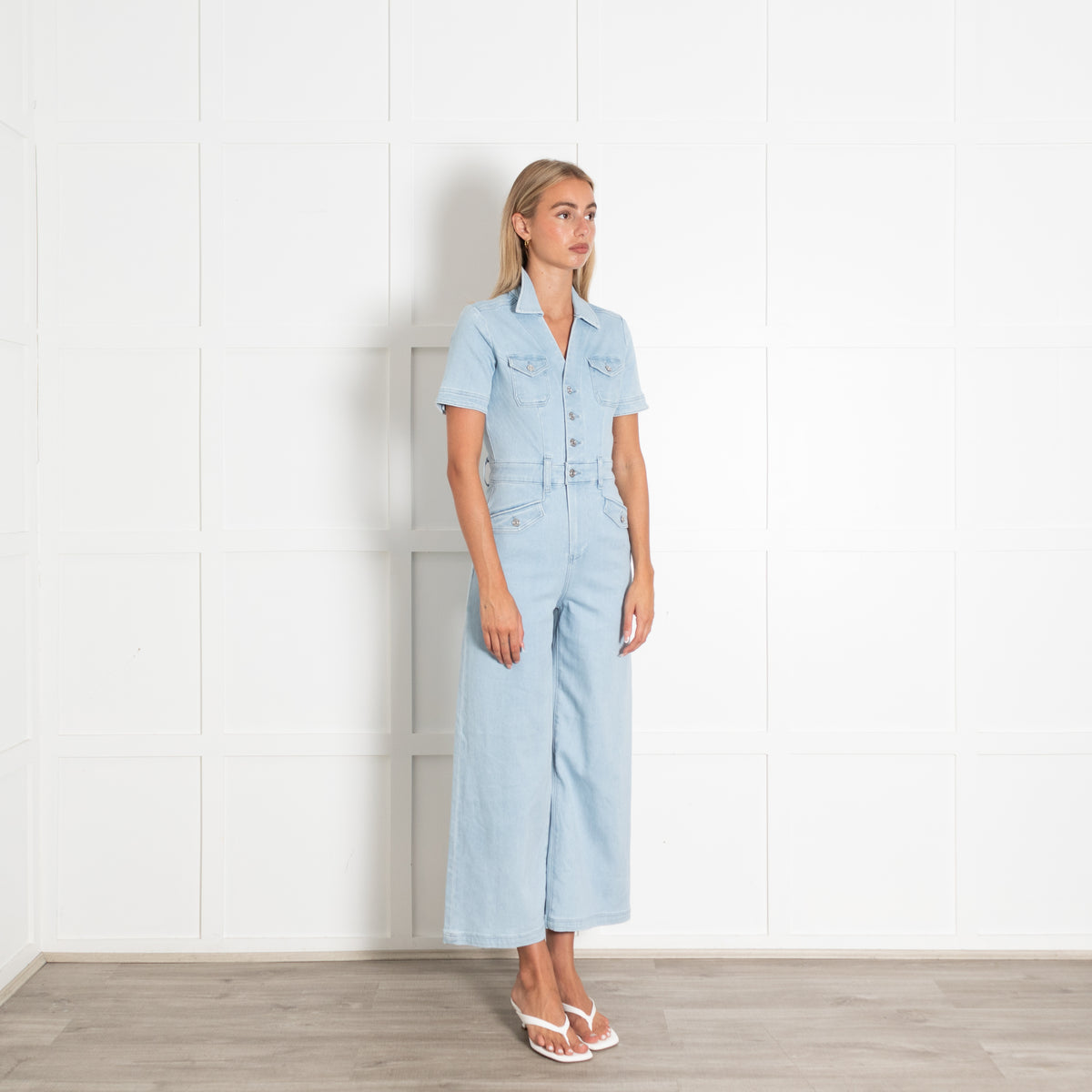 Paige Light Blue Denim Jumpsuit