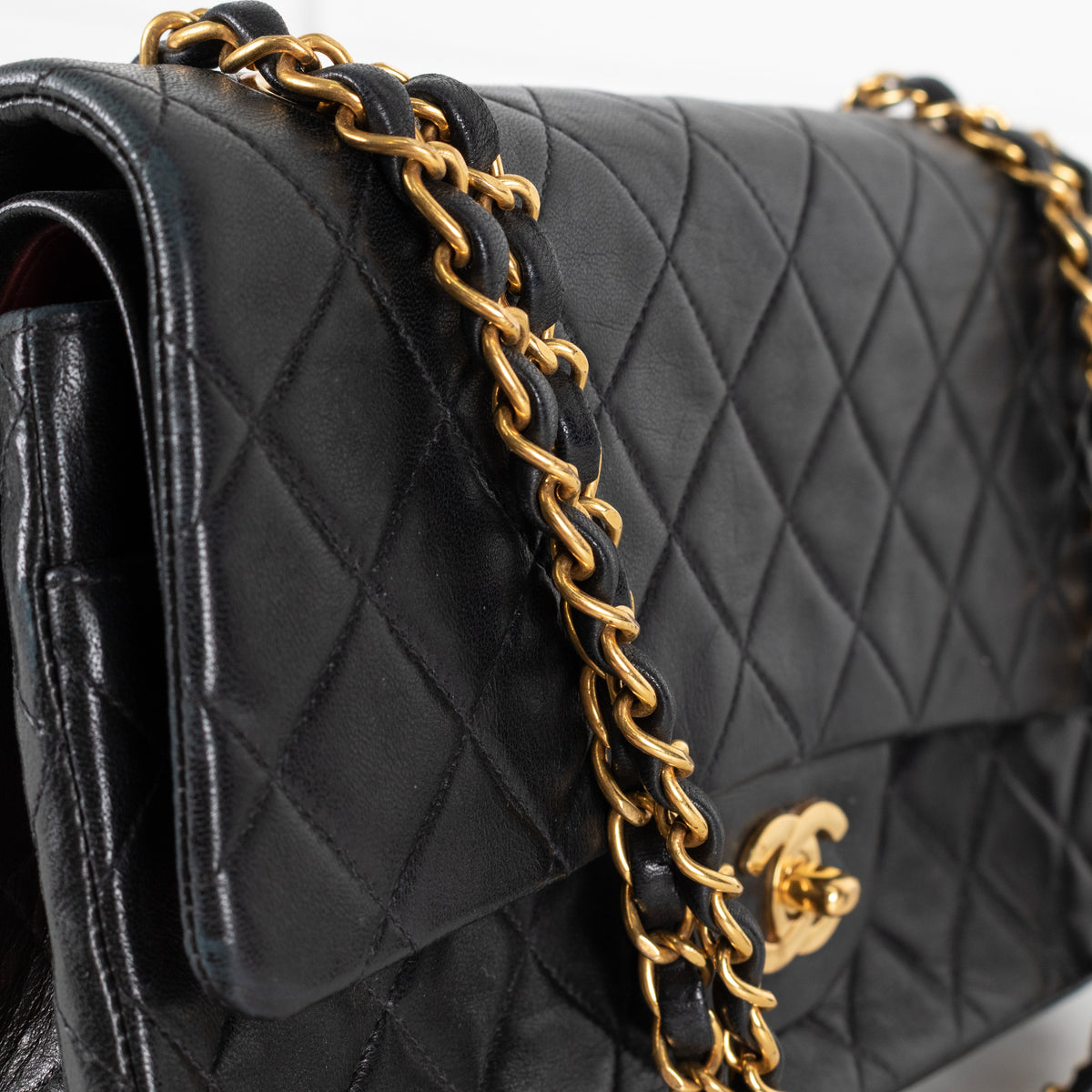 Chanel Vintage Black Lambskin Double Flap