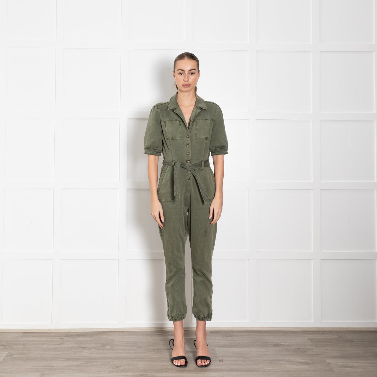Paige Khaki Short Sleeve Jumpsuit