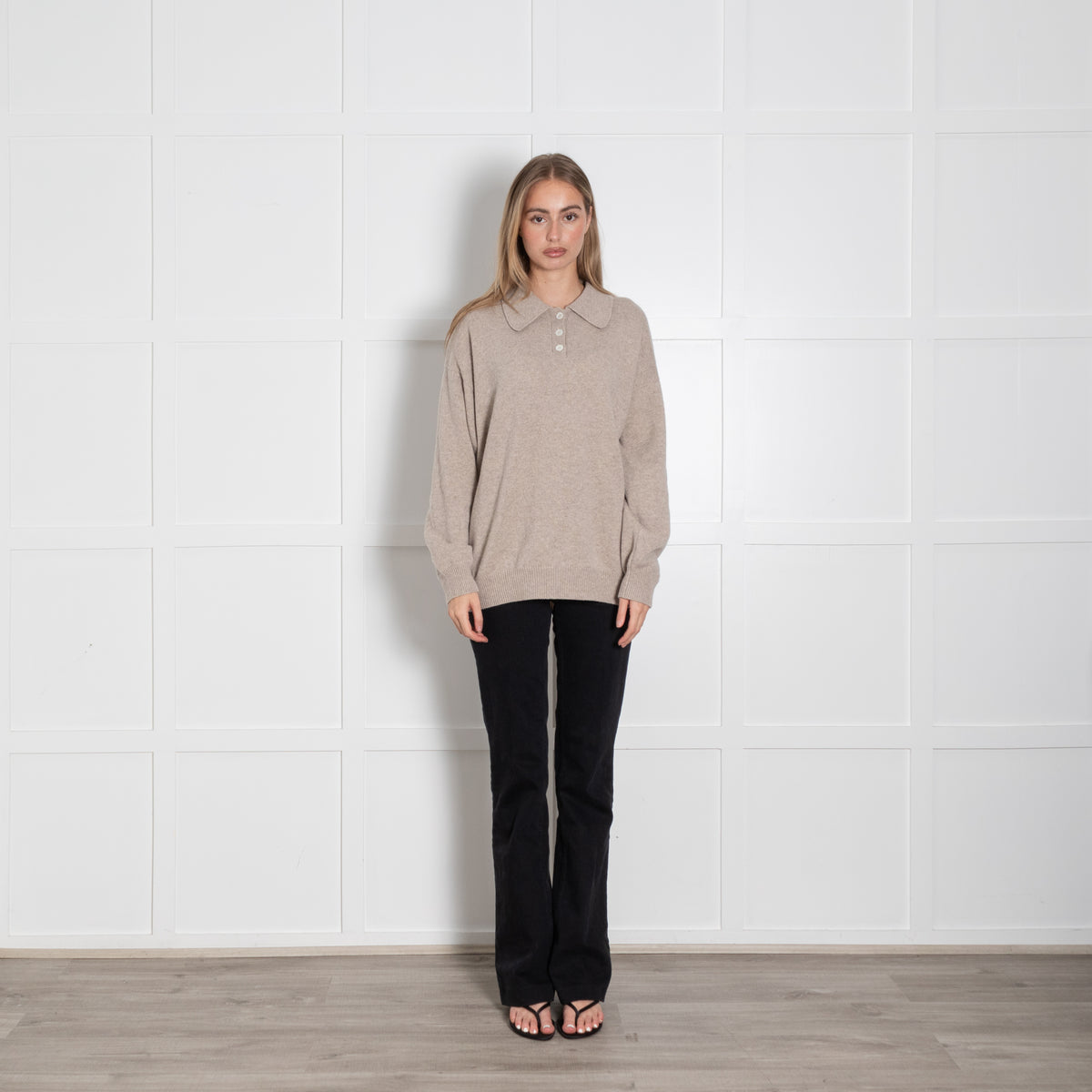 &Daughter Oatmeal Collared Wool Jumper