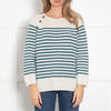 Wyse Cream Teal Striped Cashmere Jumper
