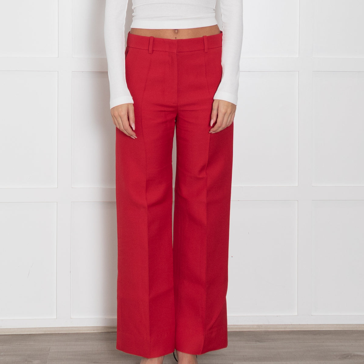 Valentino Red Wool/Silk Mix Trousers