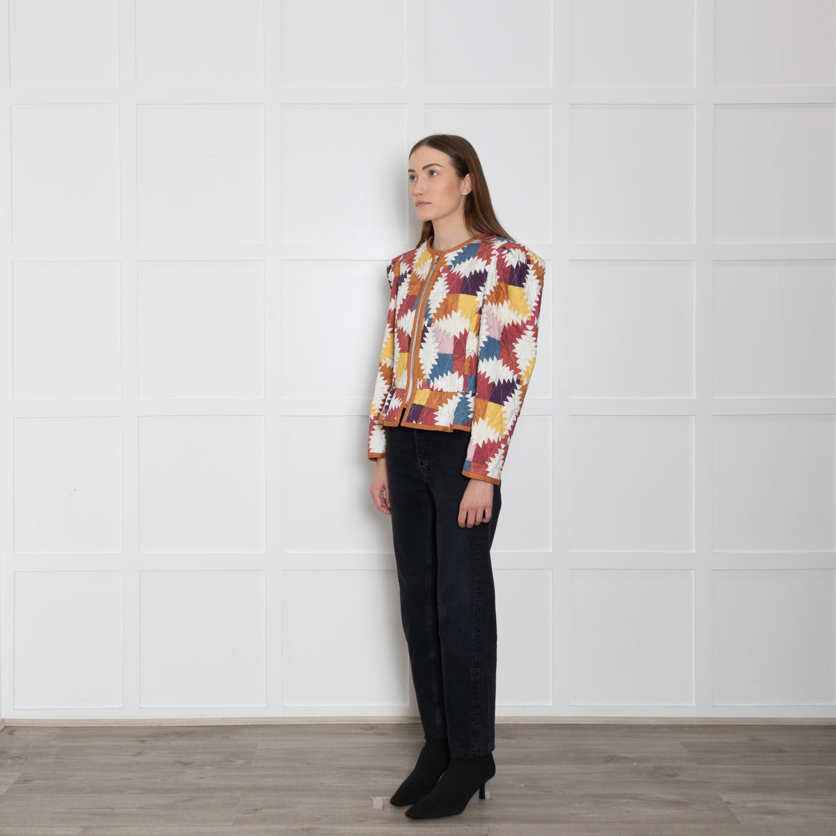 Isabel Marant Etoile Orange And Red Patchwork Zip Up Jacket