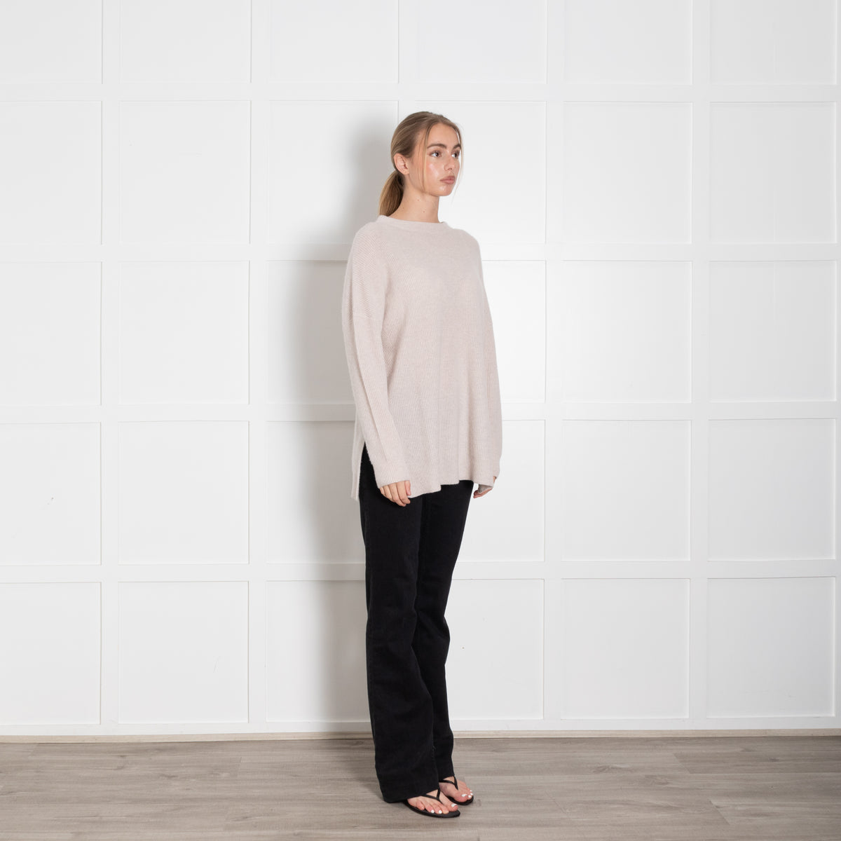 Kinross Cream Cashmere Long Jumper
