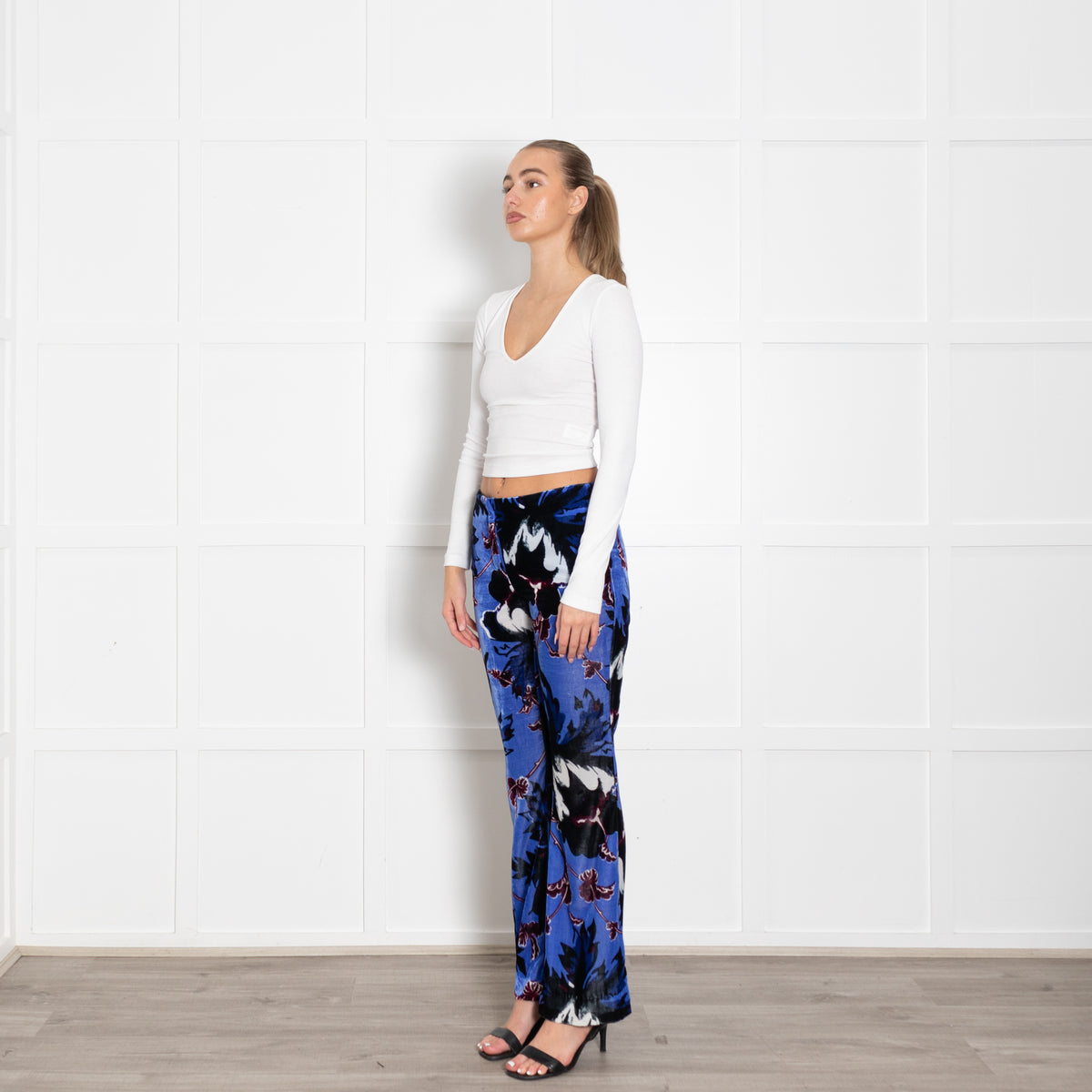 Diane von Furstenberg Velvet Blue, Burgduny, Black Trousers