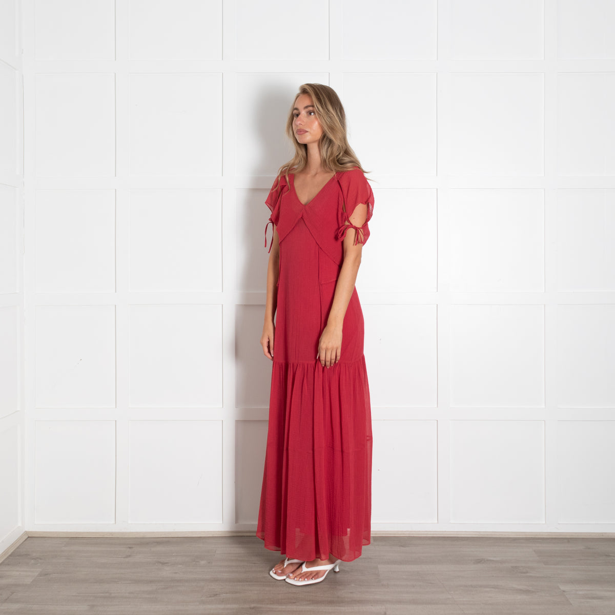 Phillip Lim Red Cotton & Silk Maxi Dress With Slip & Cropped Top