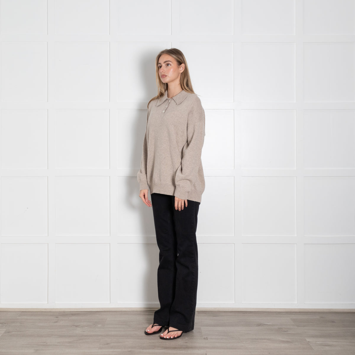 &Daughter Oatmeal Collared Wool Jumper