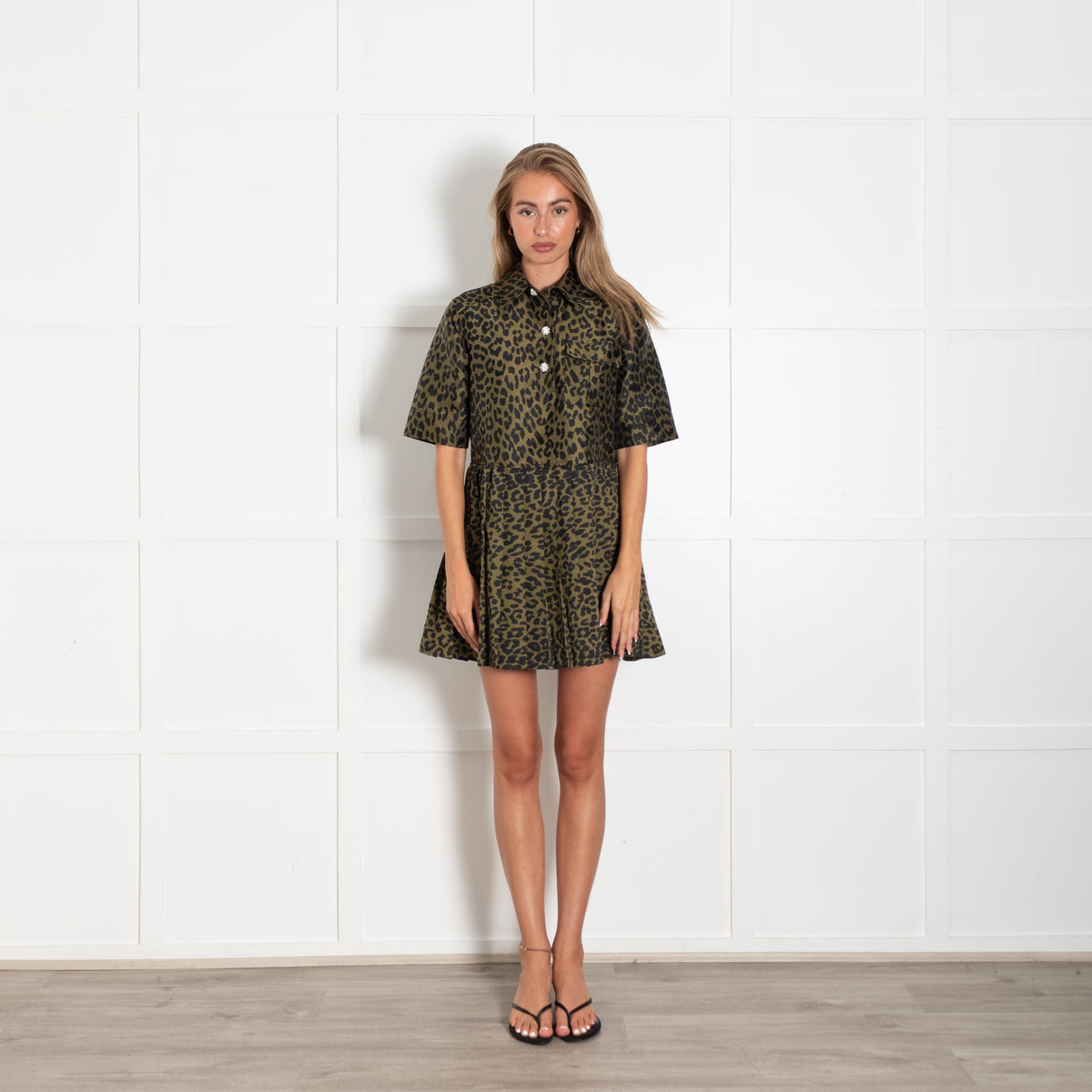 ganni green leopard dress Ganni Denim Dress