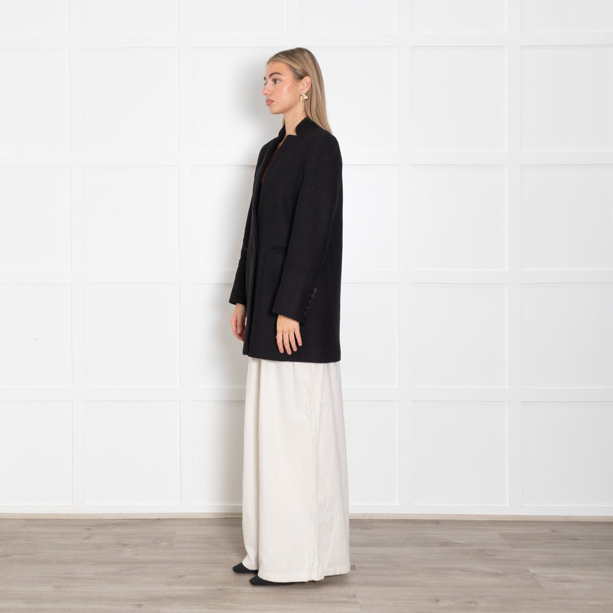 Me & Em Black Textured Wool Blend Coat