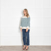 Wyse Cream Teal Striped Cashmere Jumper
