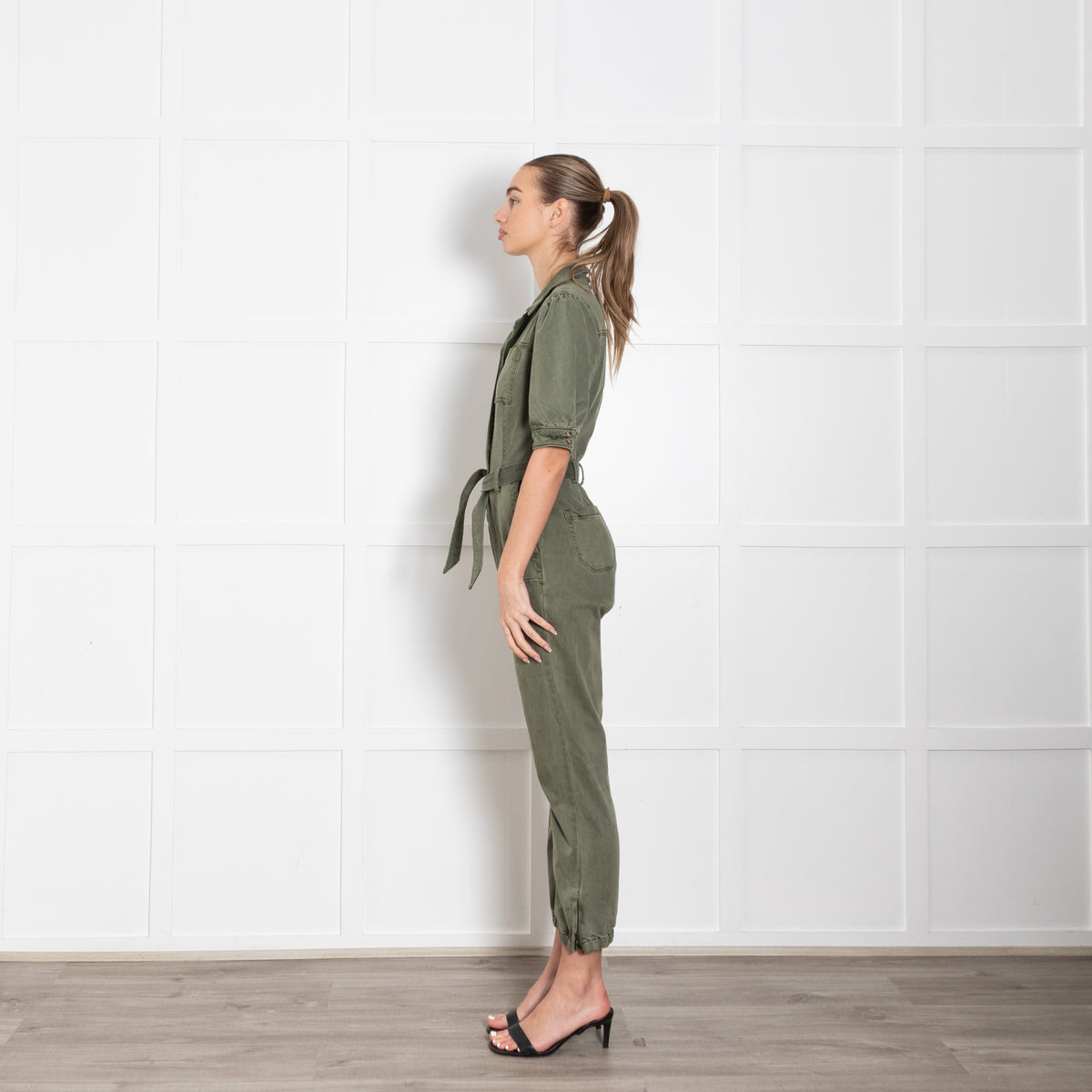 Paige Khaki Short Sleeve Jumpsuit