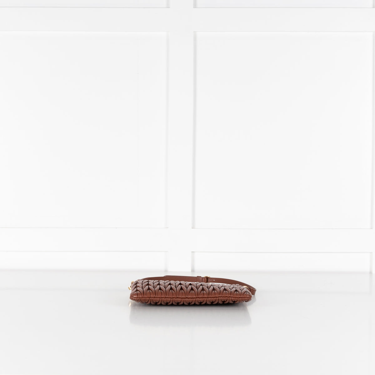 Miu Miu Tan Matelasse Nappa Leather Pouch Bag