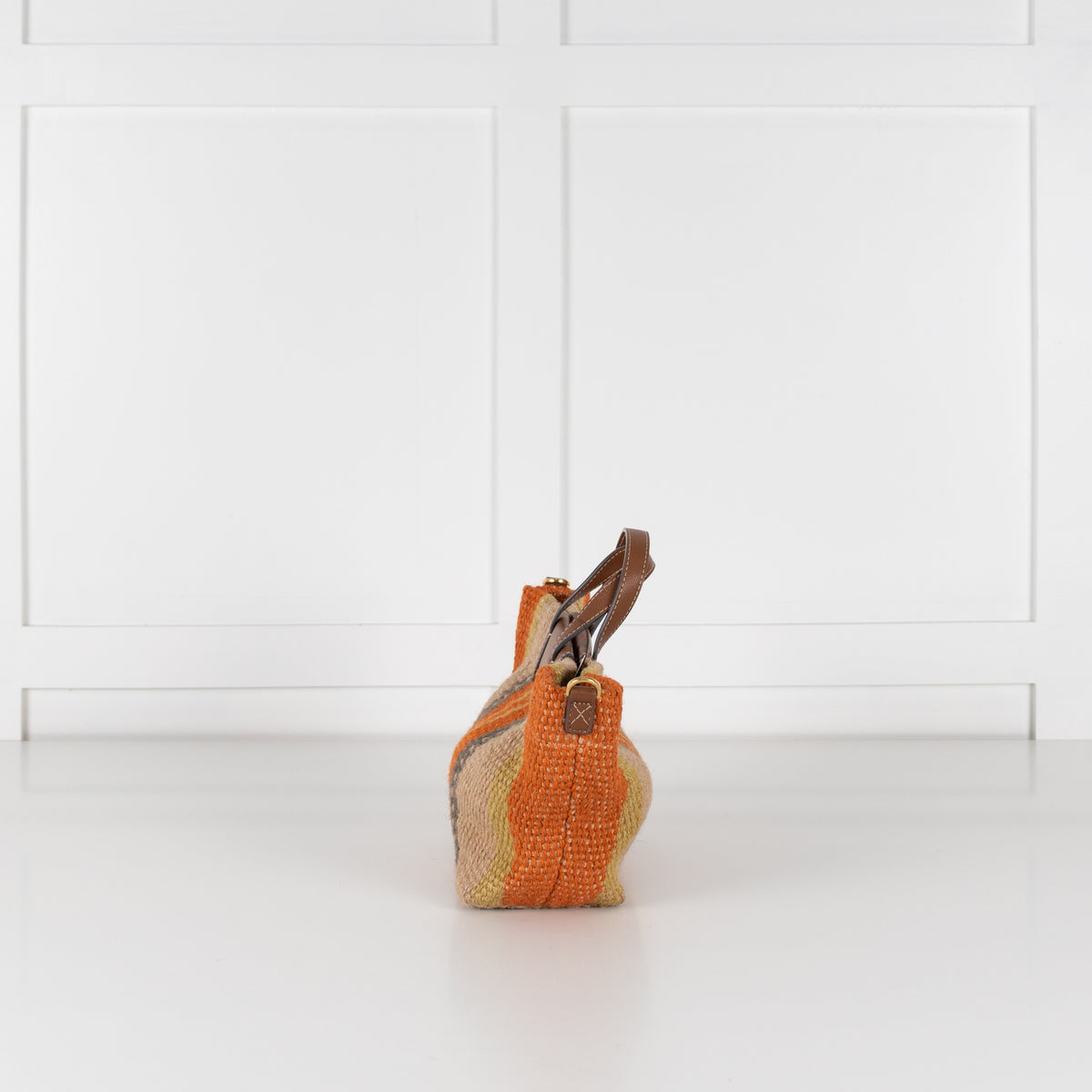 Anya Hindmarch Orange Striped Small Raffia Tote