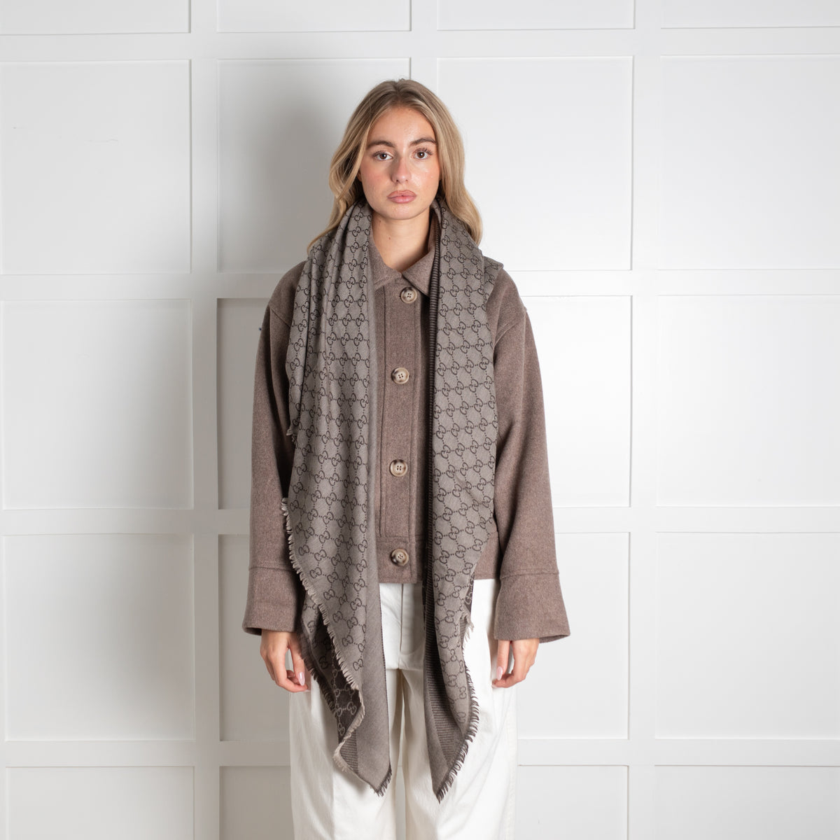 Gucci Chocolate Brown Square GG Scarf