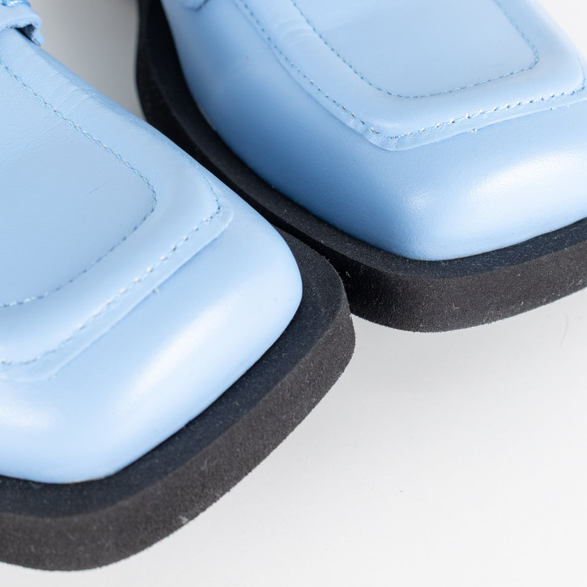 Ganni Blue Leather Square Toe Loafers