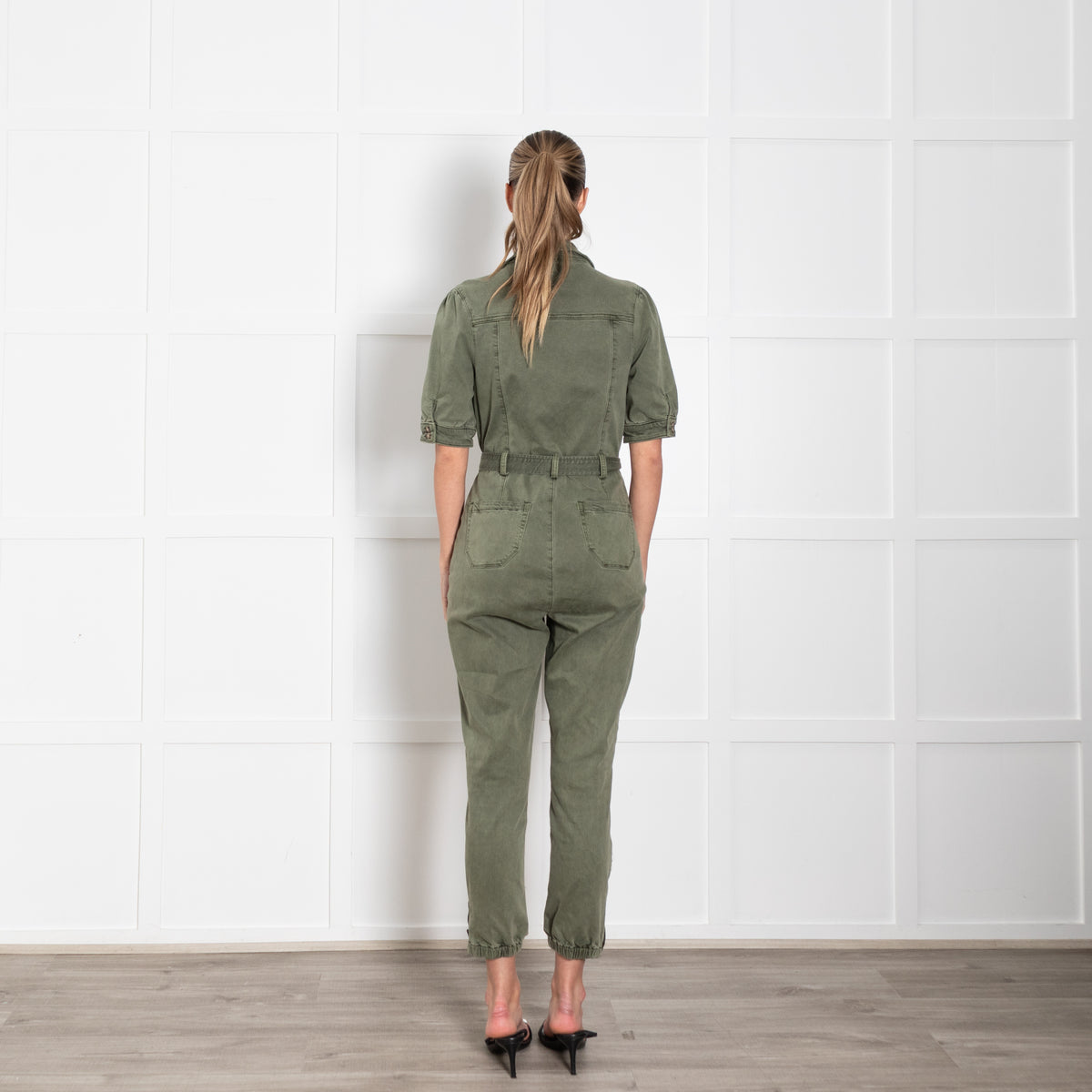 Paige Khaki Short Sleeve Jumpsuit