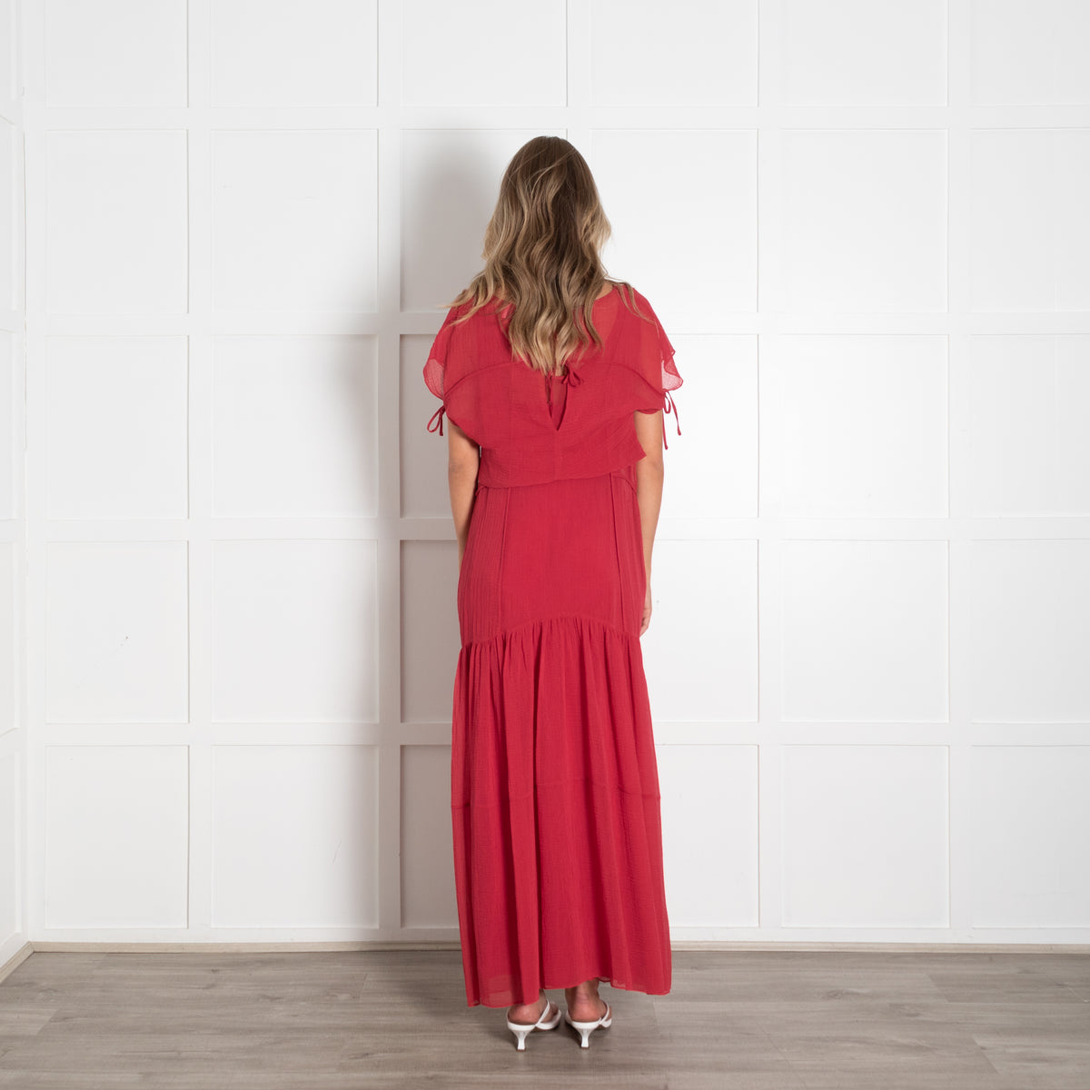 Phillip Lim Red Cotton & Silk Maxi Dress With Slip & Cropped Top