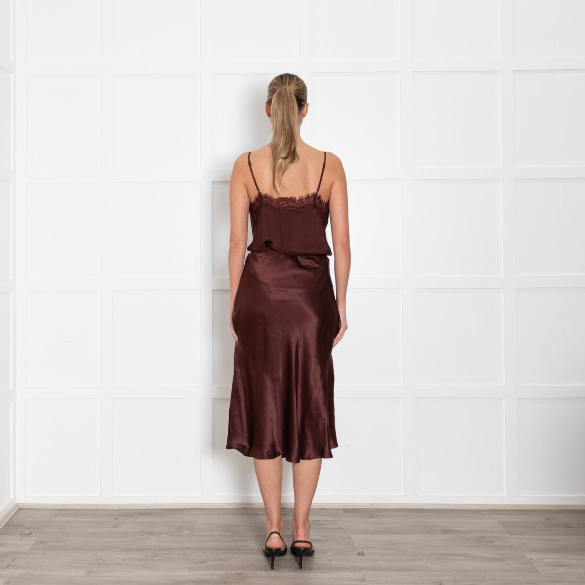 Goldhawk Brown Silk Aline Slip Skirt