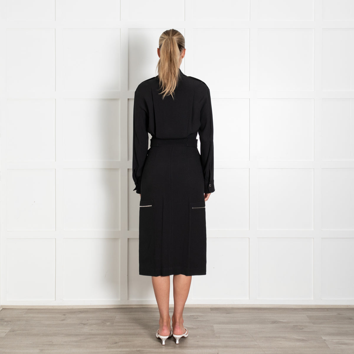 Victoria Beckham Zip-Detailed Crepe Midi Shirt Dress