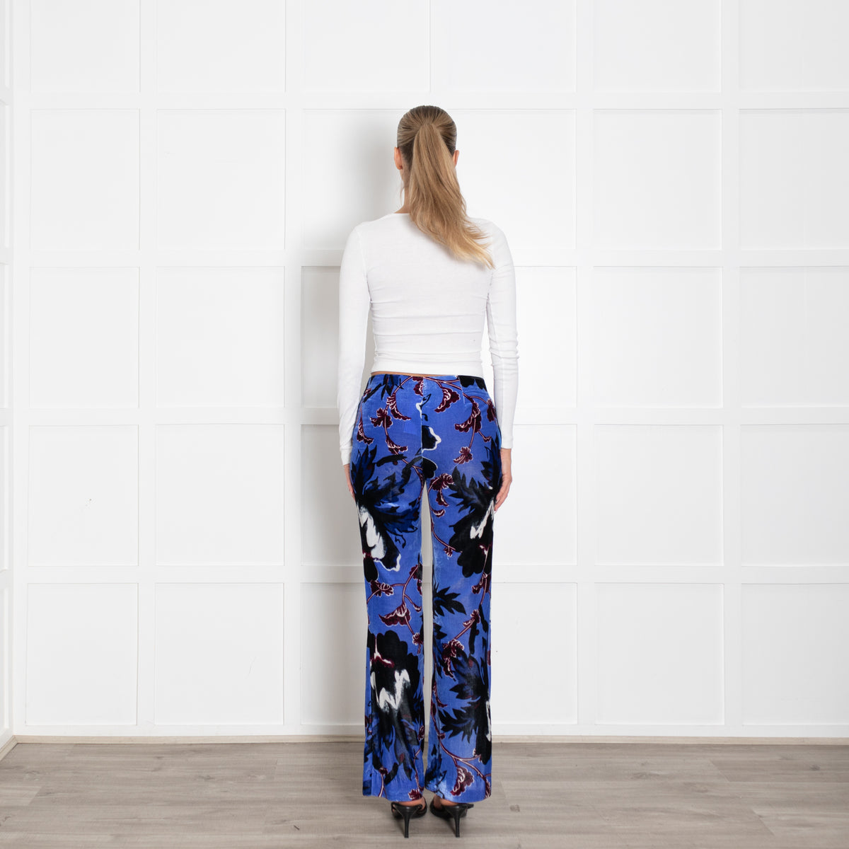 Diane von Furstenberg Velvet Blue, Burgduny, Black Trousers