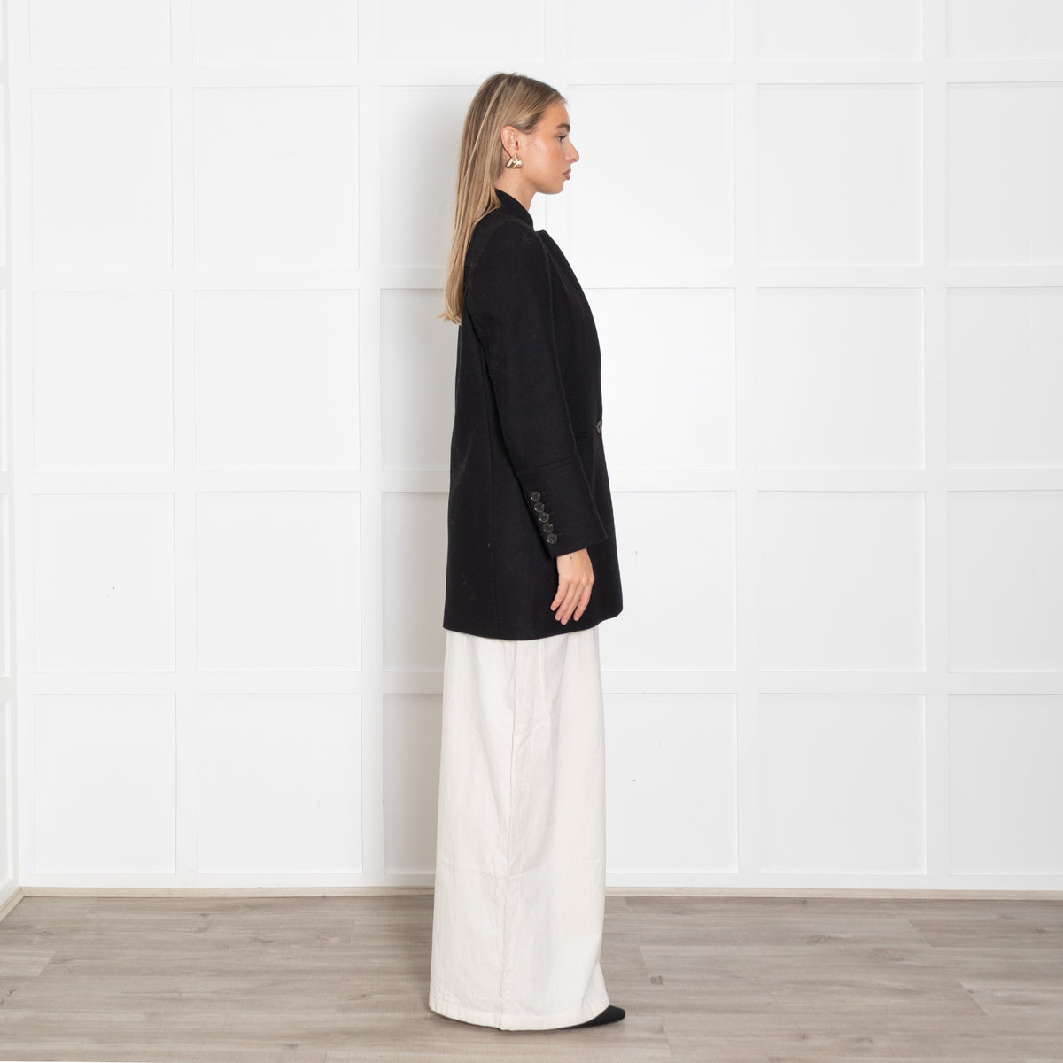 Me & Em Black Textured Wool Blend Coat