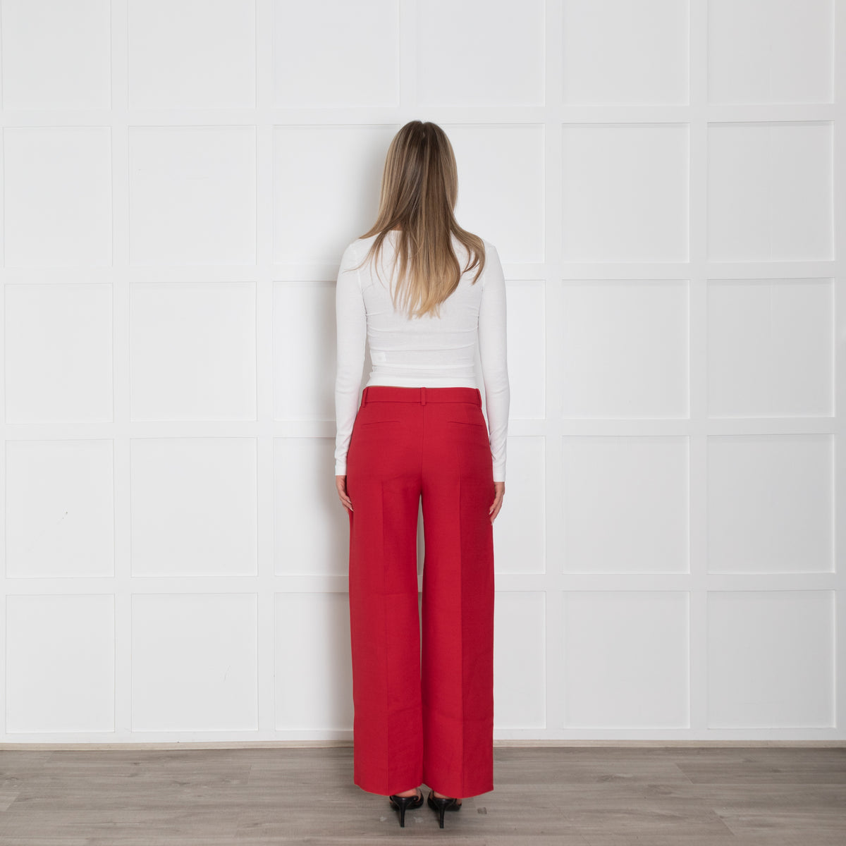 Valentino Red Wool/Silk Mix Trousers