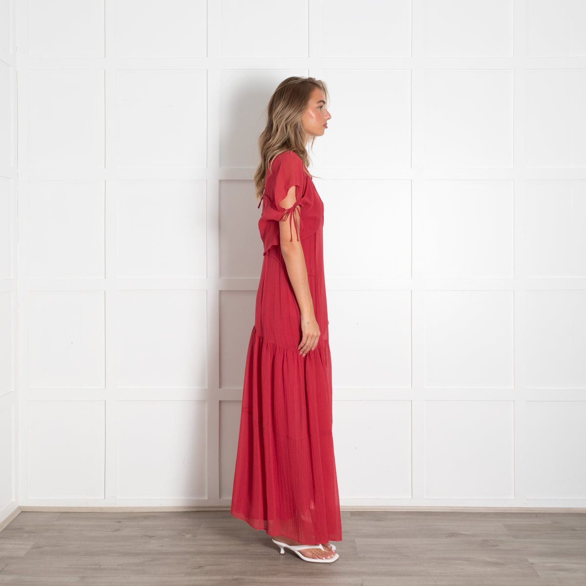Phillip Lim Red Cotton & Silk Maxi Dress With Slip & Cropped Top