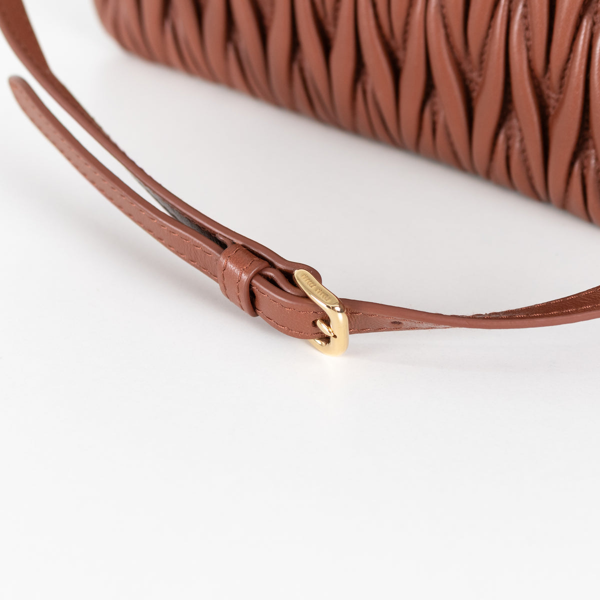 Miu Miu Tan Matelasse Nappa Leather Pouch Bag
