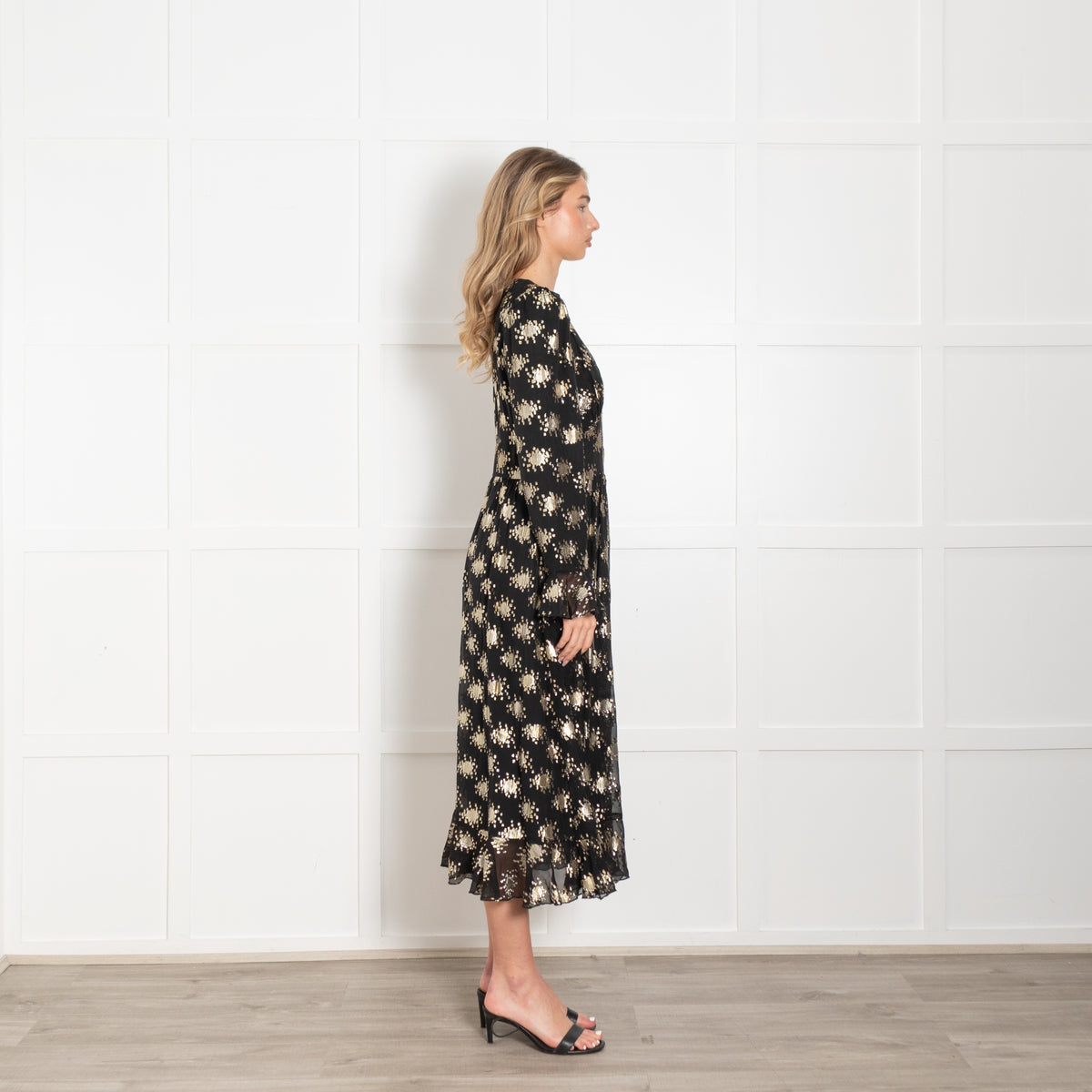 Stine Goya Black And Gold Metallic Silk Blend Dress