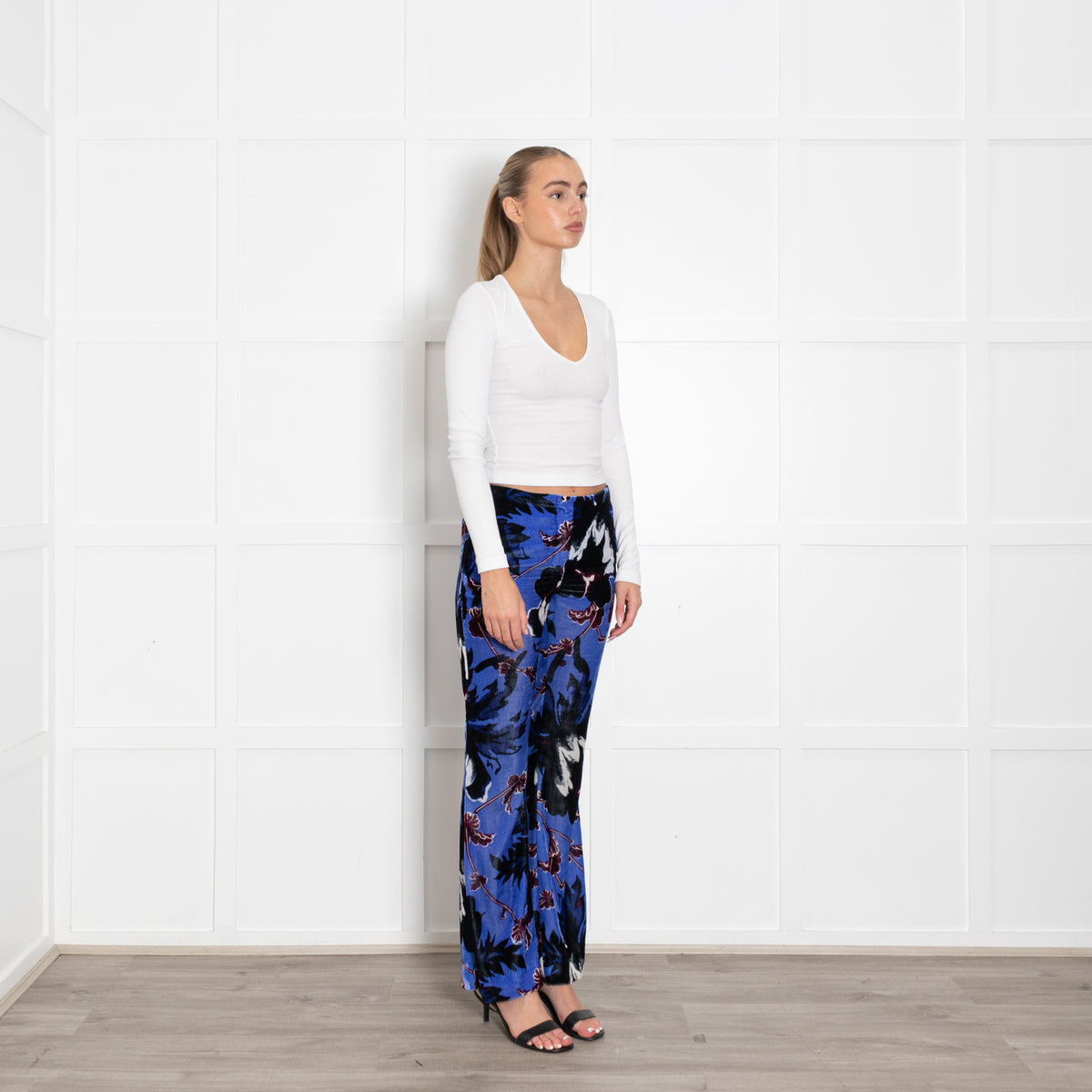Diane von Furstenberg Velvet Blue, Burgduny, Black Trousers