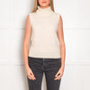Veronica Beard Cream Cashmere Sleeveless Rollneck