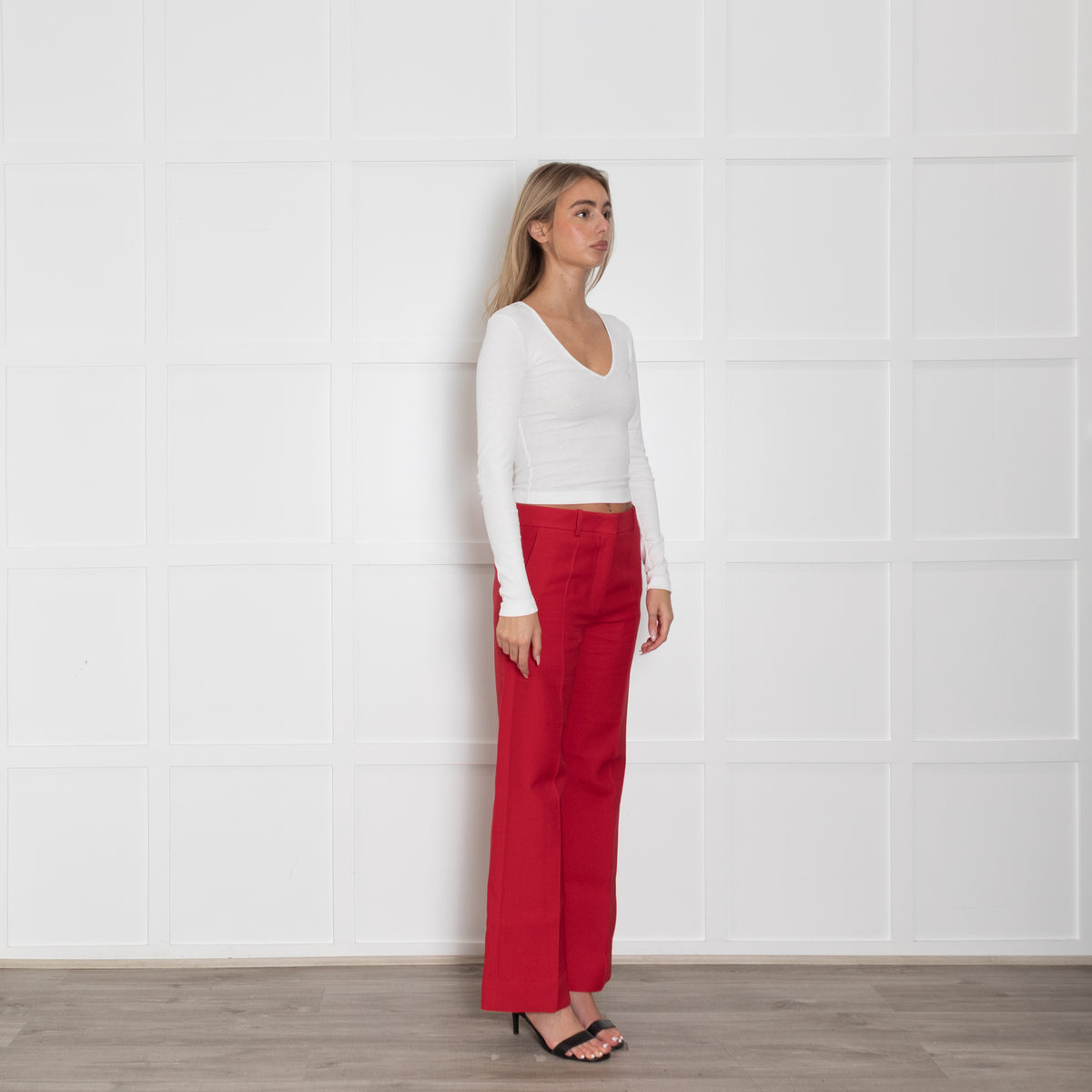 Valentino Red Wool/Silk Mix Trousers