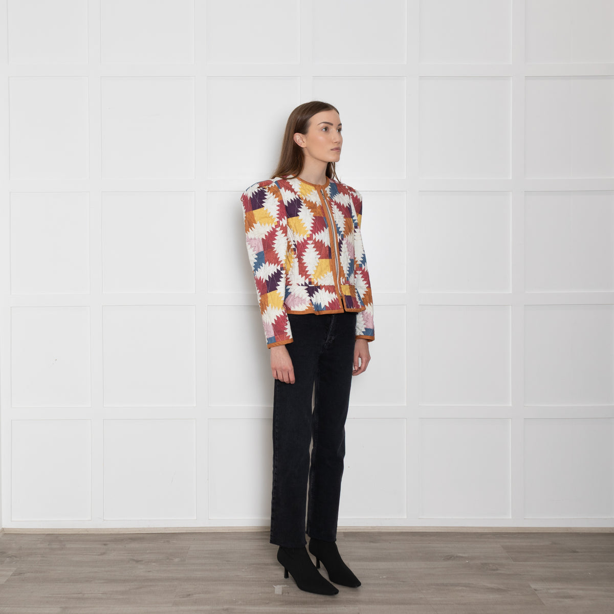 Isabel Marant Etoile Orange And Red Patchwork Zip Up Jacket