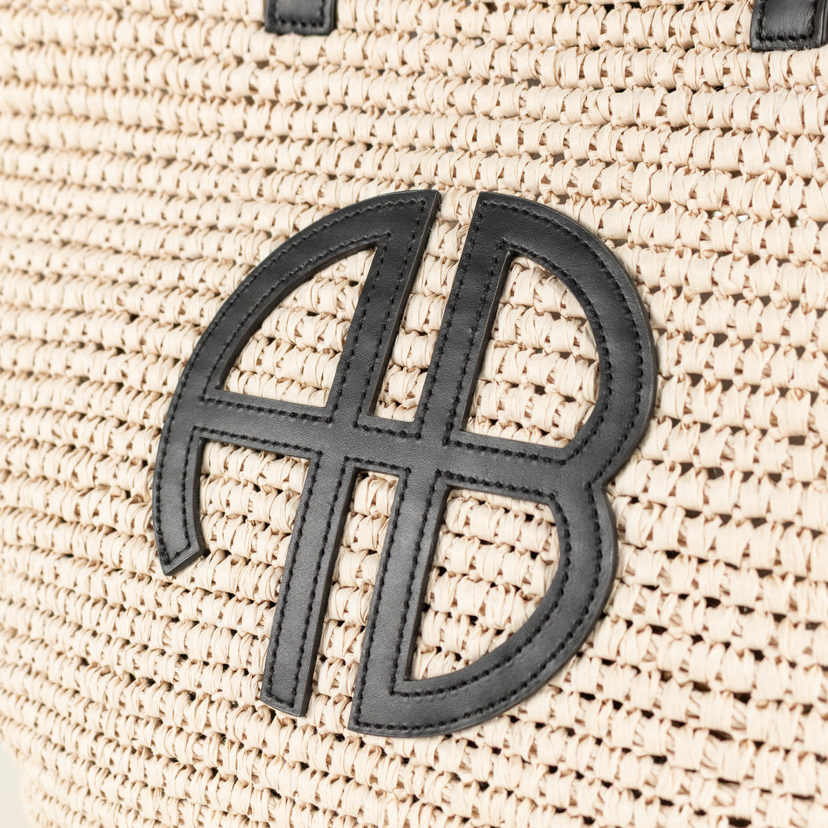 Anine Bing Raffia Palermo Tote with AB Logo