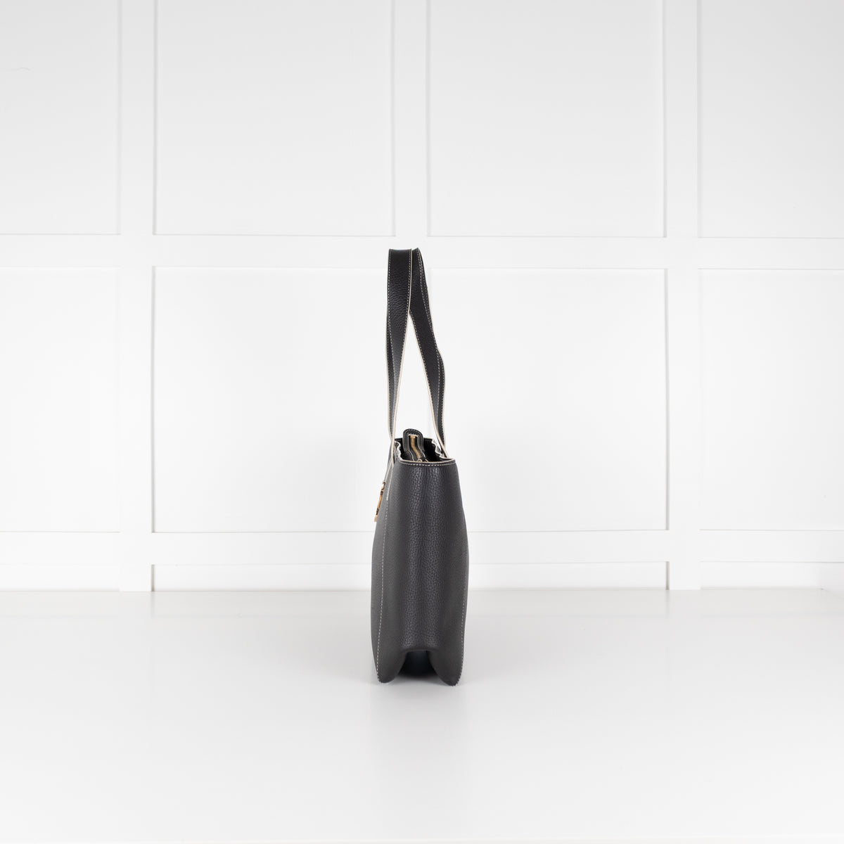 Strathberry Black Tote Bag with White Trim