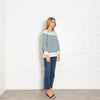 Wyse Cream Teal Striped Cashmere Jumper