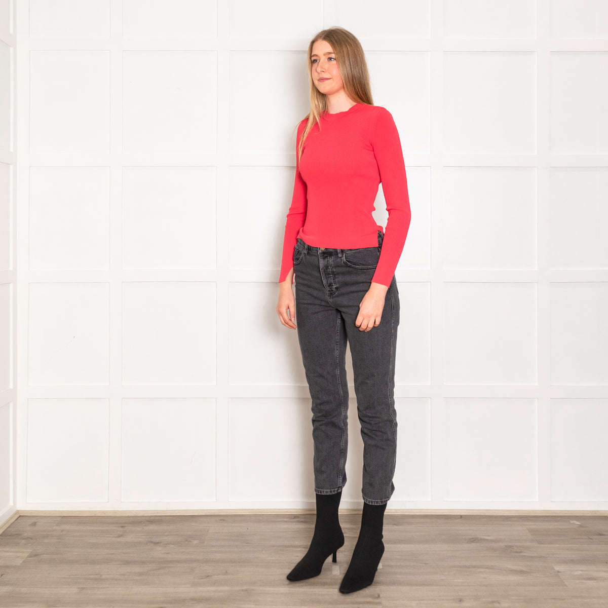 Rag & Bone Coral Ribbed Long Sleeve Top