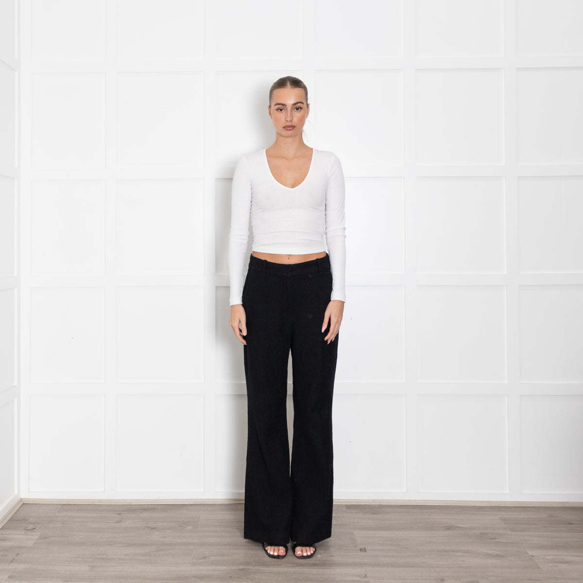 Vanessa Bruno Black Textured Wide Leg Trousers