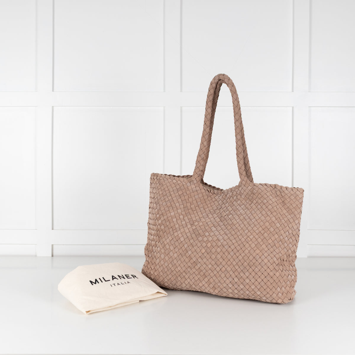 Milaner Taupe The Classic Elena Woven Handbag