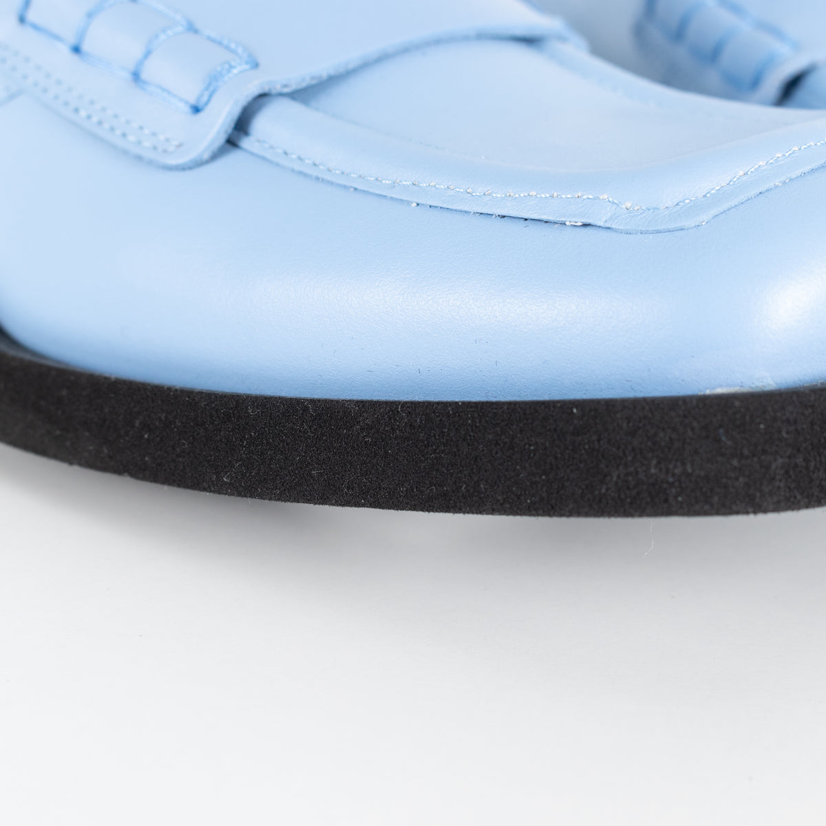 Ganni Blue Leather Square Toe Loafers