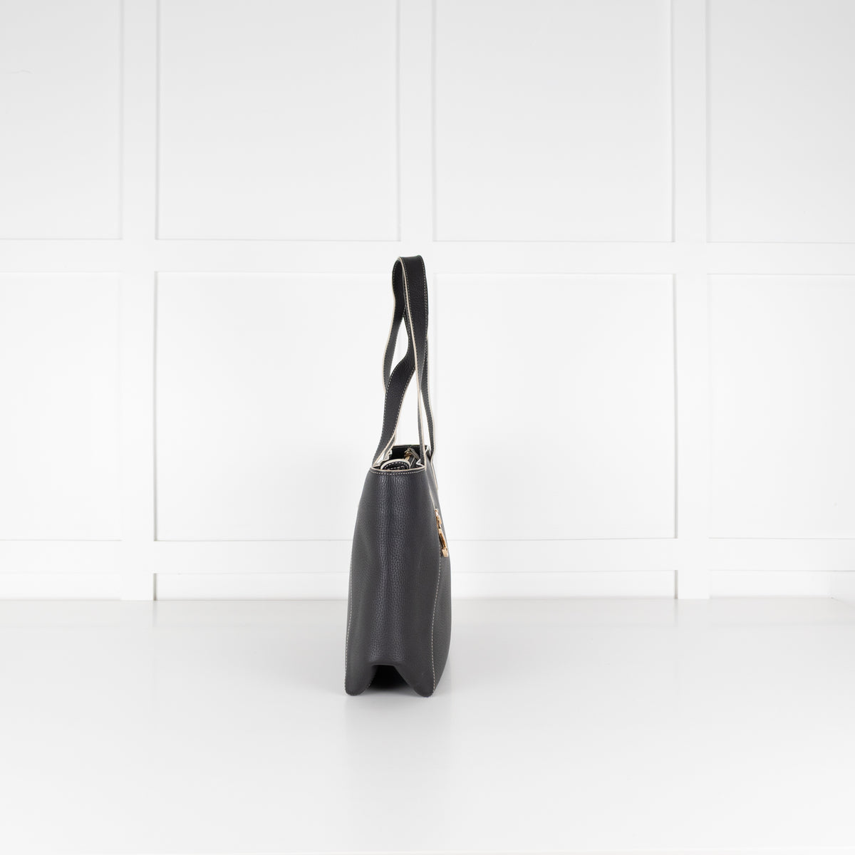 Strathberry Black Tote Bag with White Trim