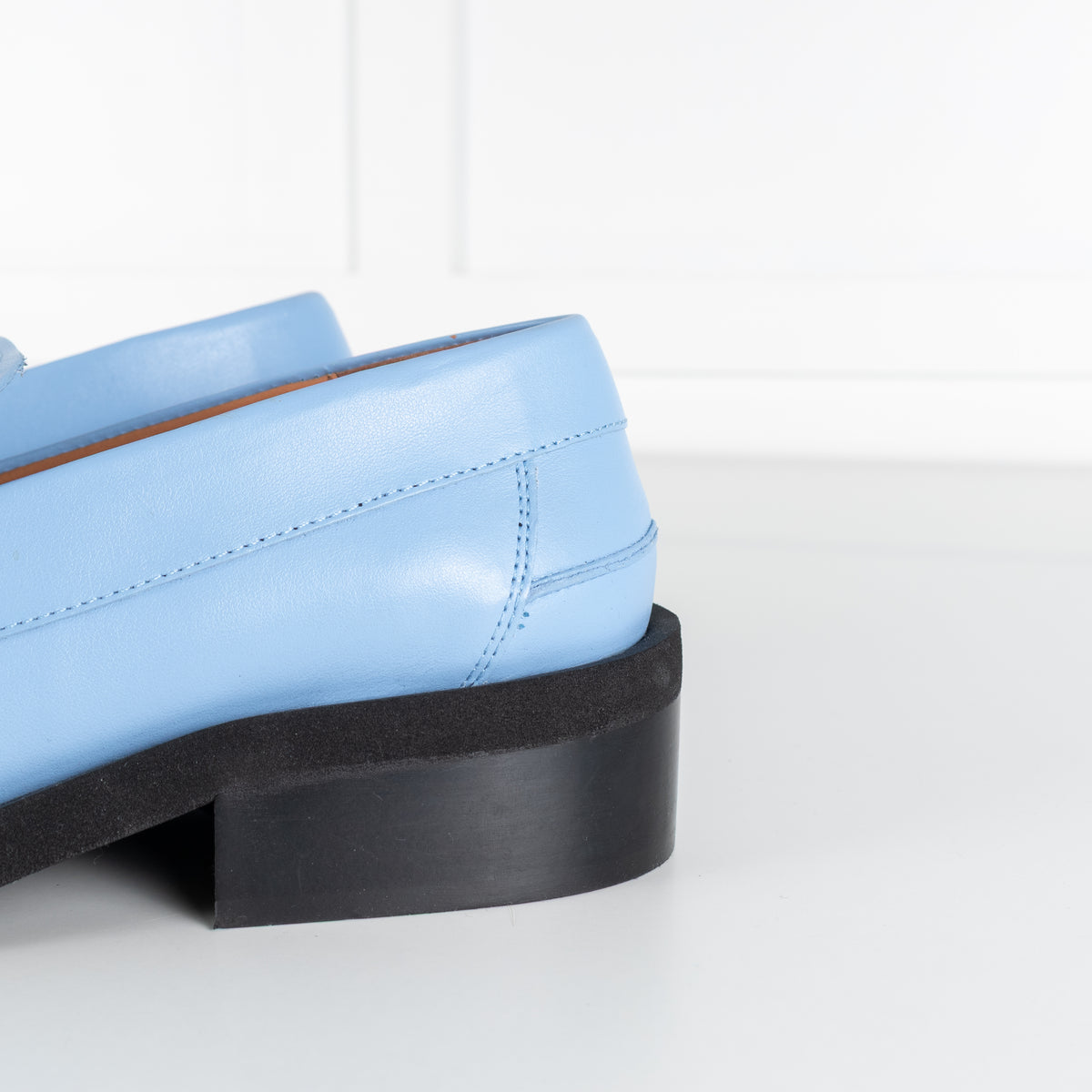 Ganni Blue Leather Square Toe Loafers