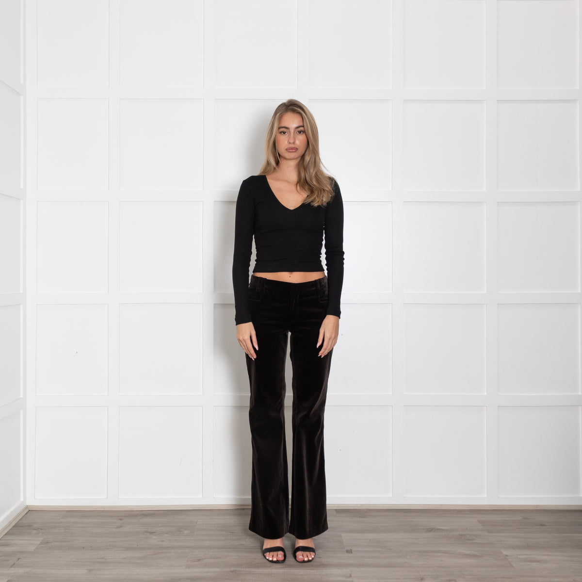 Gucci Dark Brown Velvet Straight Leg Trousers