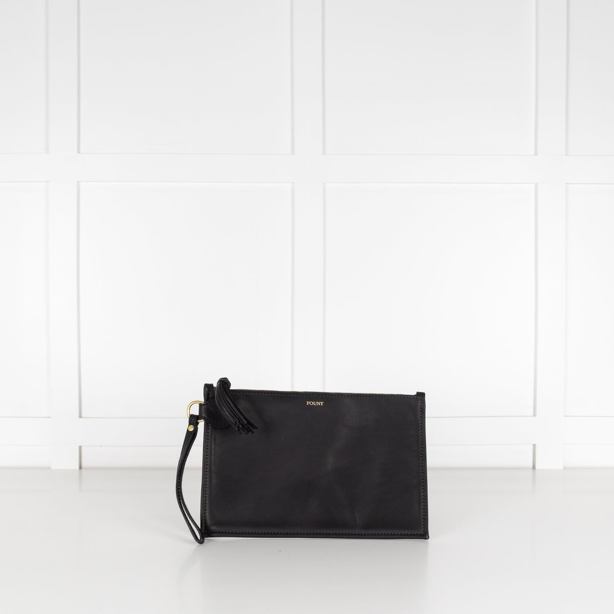 Fount Black Leather The Finley Clutch Bag